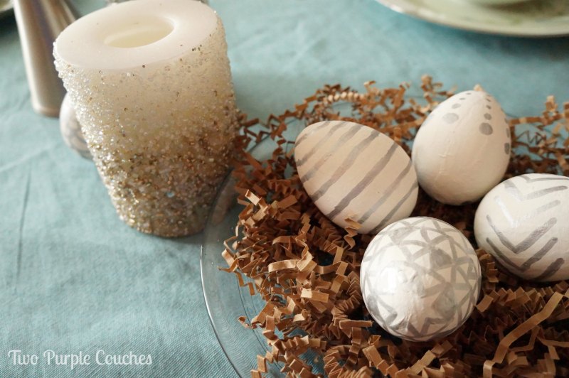 Embellished Egg Centerpiece by Two Purple Couches