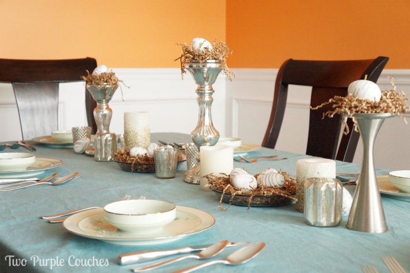 Simple Easter Table by Two Purple Couches