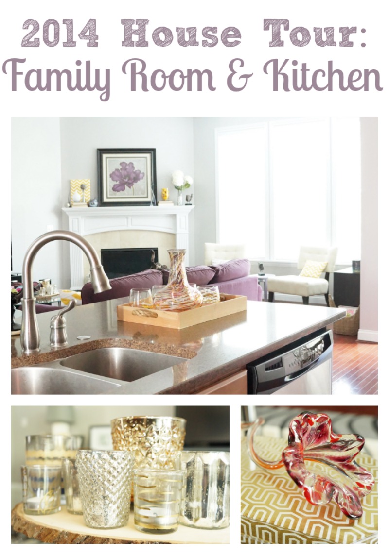 House Tour of Family Room and Kitchen by Two Purple Couches