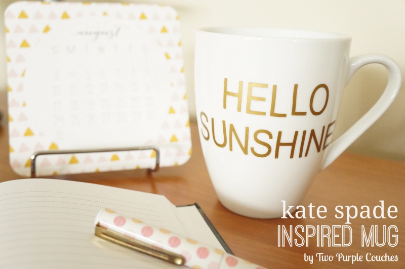 Make a Kate Spade inspired mug using Silhouette vinyl / via www.twopurplecouches.com #katespade #silhouette #vinyl #diyproject #knockoffproject