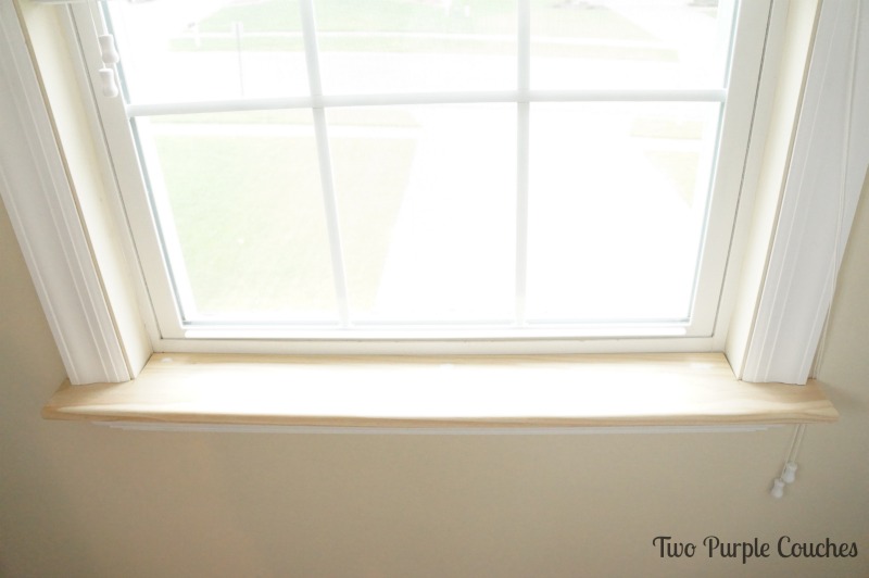 Beautiful custom window sill to replace old builder grade sills. via www.twopurplecouches.com #diy #MasterBedroomMakeover