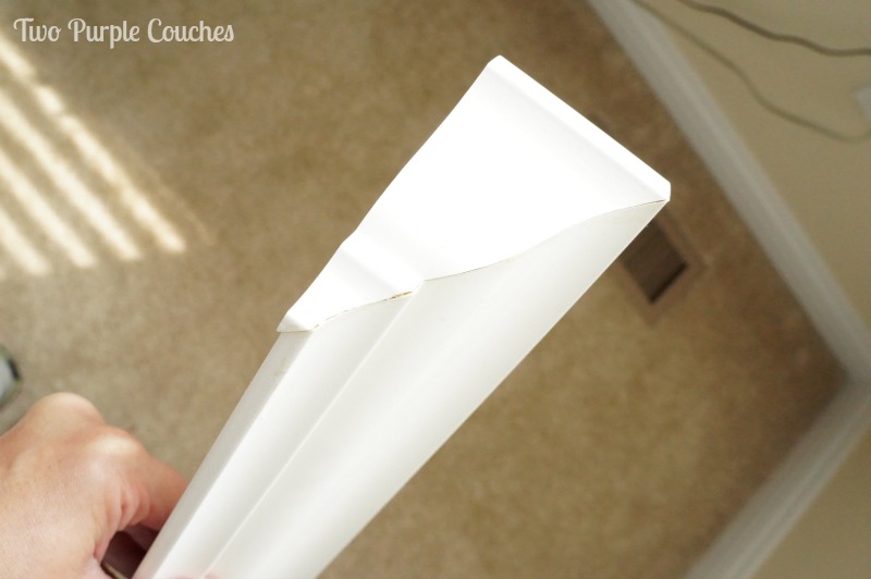 Tip: glue edges to crown pieces before installing. via www.twopurplecouches.com