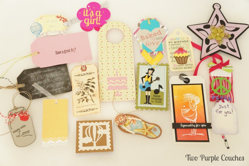 Tons of inspiration here! Awesome gift tags from Silhouette Challenge group! via www.twopurplecouches.com