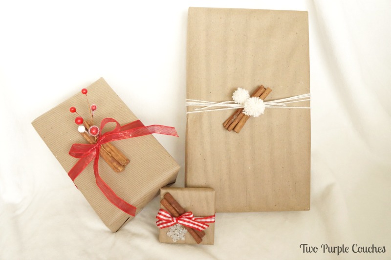 Cinnamon Stick Christmas Gift Toppers via www.twopurplecouches.com