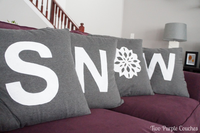 DIY Snow Pillows via www.twopurplecouches.com