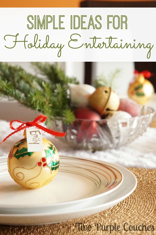 Holiday entertaining doesn't have to be a hassle! Try these simple ideas to create a beautiful holiday table. via www.twopurplecouches.com