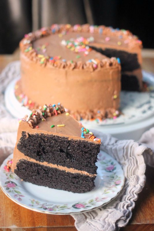 Chocolate Cake with Swiss Buttercream from Baker Bettie