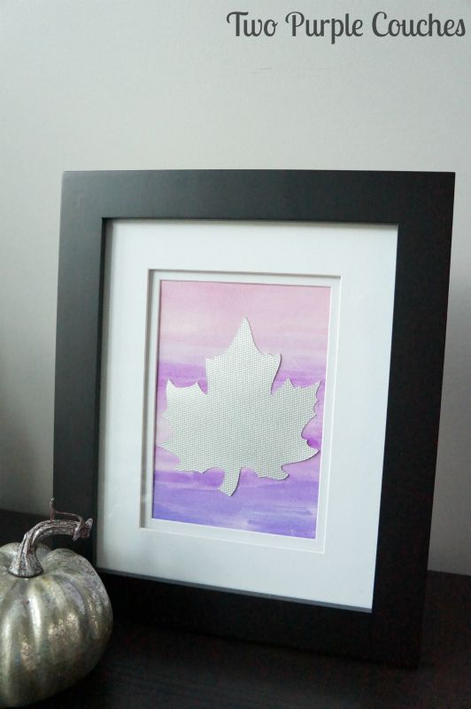 This looks easy enough for me to make! -- Abstract Watercolor Art with Fall Leaf Silhouette via www.twopurplecouches.com
