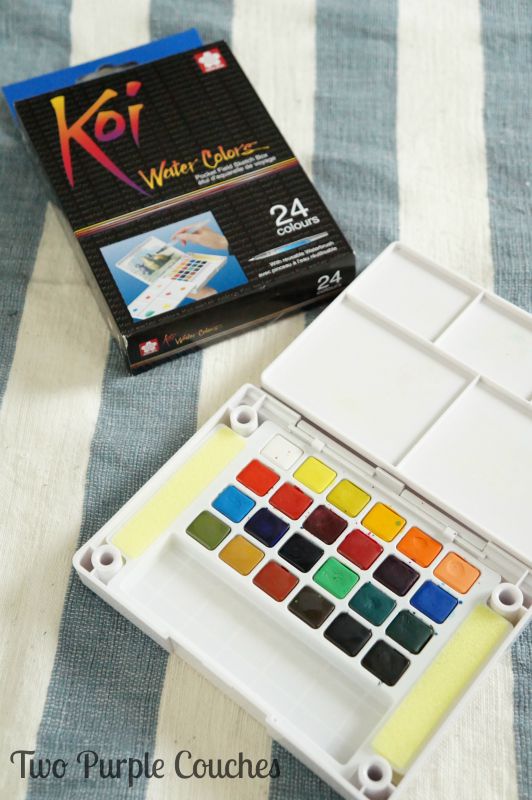 Love this watercolor set for beginner watercolorists! Learning How To Watercolor via www.twopurplecouches.com