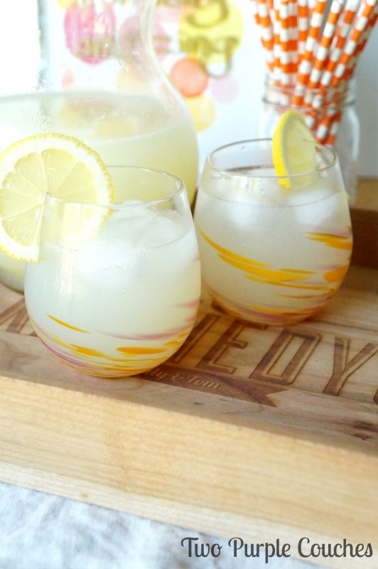 Tart, fizzy & delicious! Sparkling Ginger Lemonade Recipe from www.twopurplecouches.com
