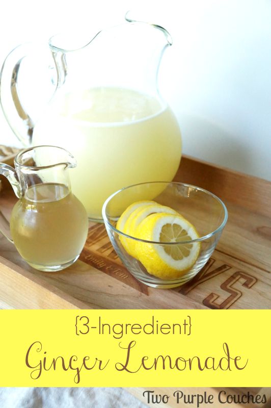 Oh yum! Gotta try this 3 Ingredient Ginger Lemonade! via www.twopurplecouches.com