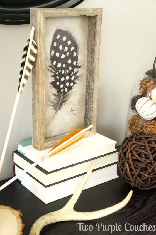 natural and neutral decor - antlers, feathers and arrows - fall home tour via www.twopurplecouches.com