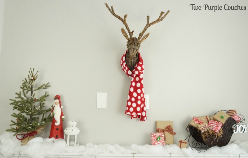 Simple, rustic Christmas mantel decor