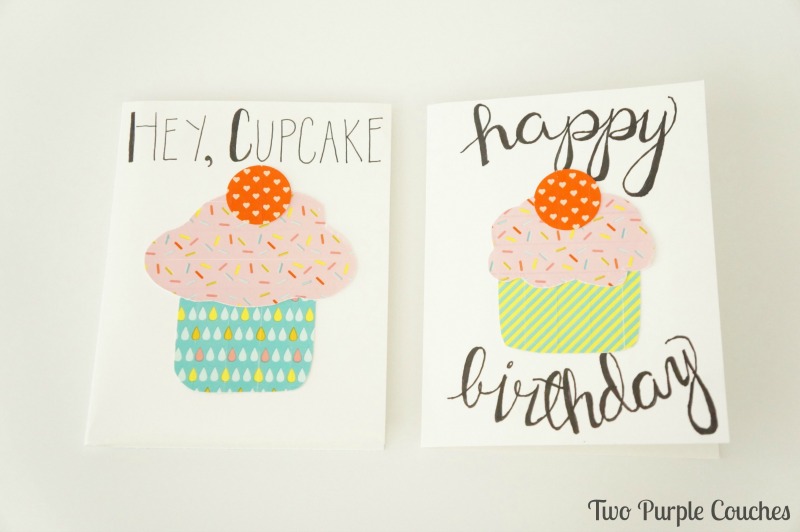 Make an adorable washi tape cupcake birthday card in minutes!