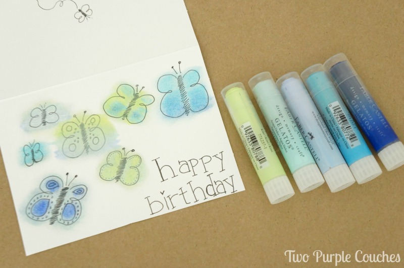 How to make a sweet and simple butterflies birthday card with a pen and Faber-Castell Gelatos.