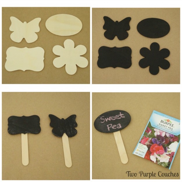 Seed Packet Favors with DIY Chalkboard Plant Markers two purple couches