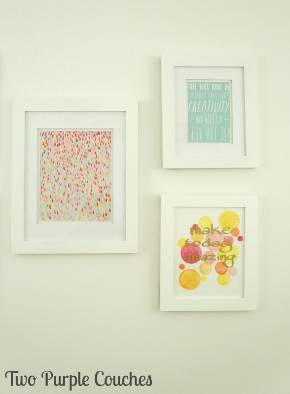 Craft room artwork - creating a simple gallery wall of bold, colorful prints
