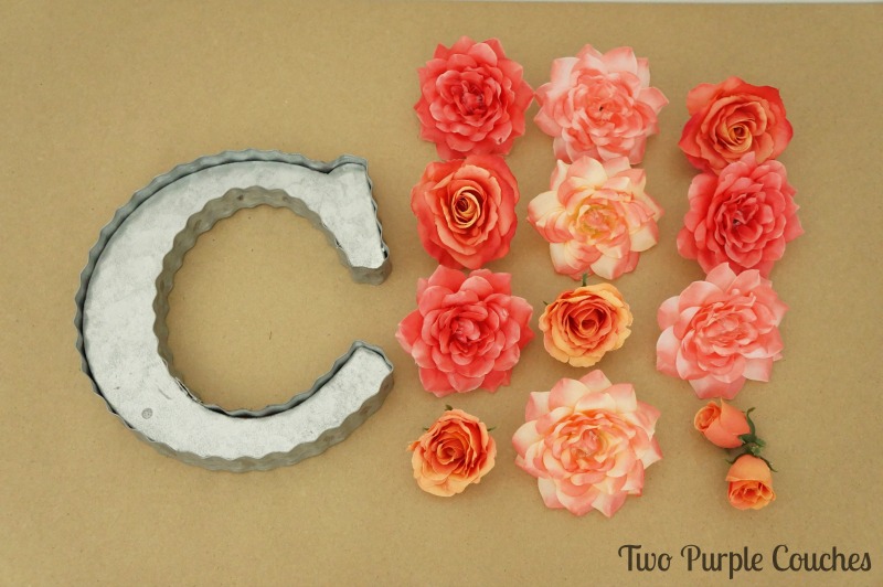 materials for making a faux floral letter or floral monogram