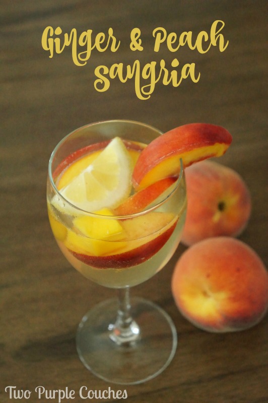 Best summer sangria recipe! This peach sangria recipe combines crisp white wine, peach schnapps and ginger simple syrup for a sweet, refreshing spritzer.