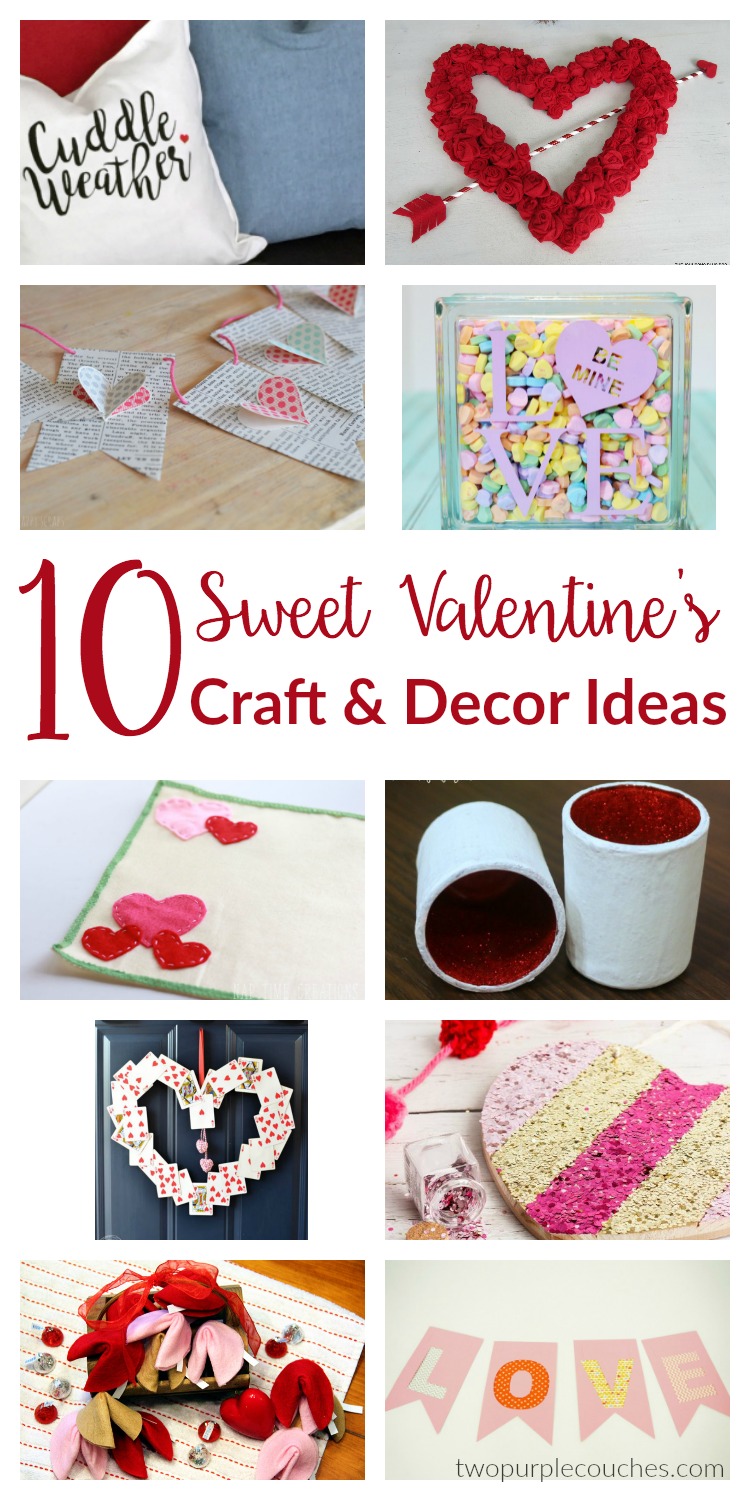 10 Sweet Valentine’s Day Decor and Craft Ideas for your home. DIY Valentine’s Day decorations and easy crafts to sweeten up your home for the holiday.