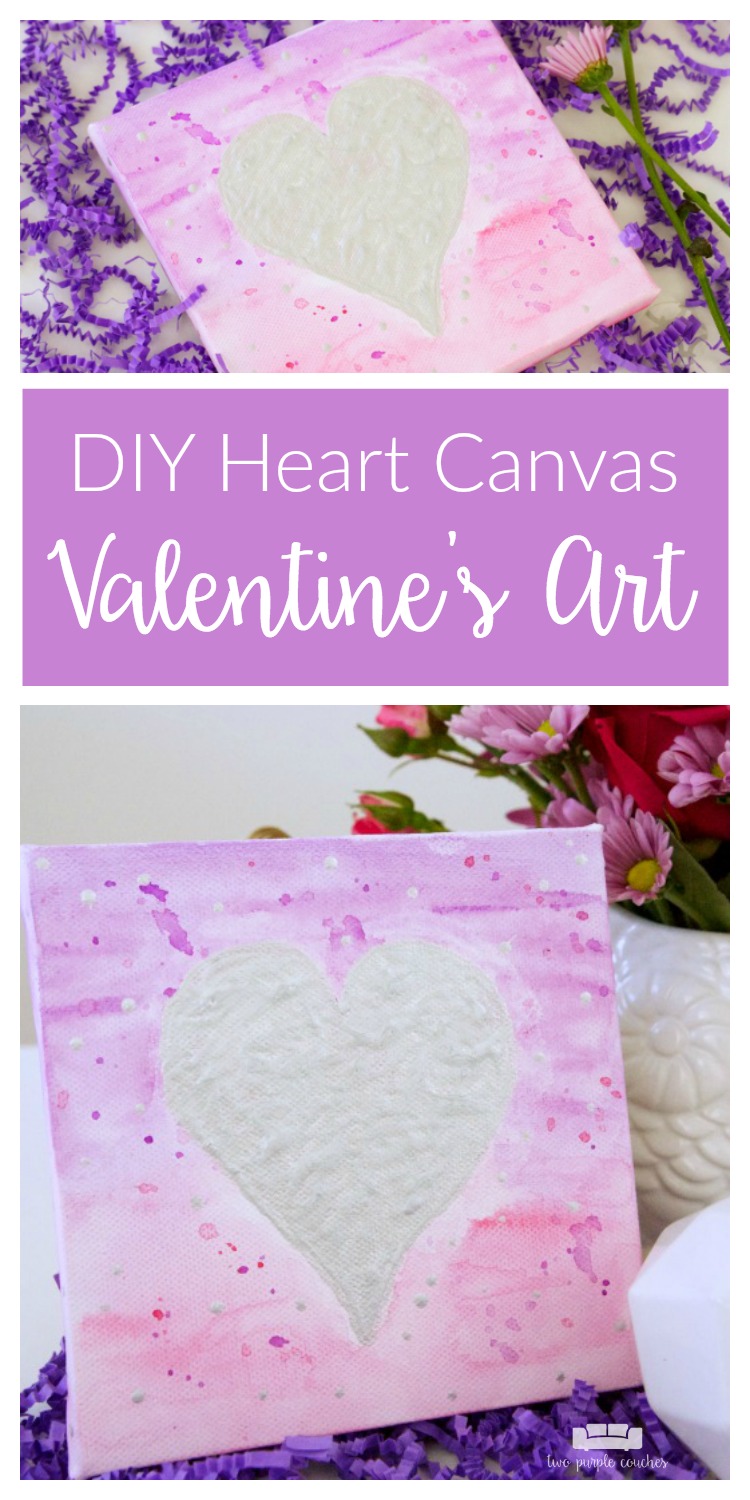 Valentine's Day Canvas Art / Easy DIY Valentine's art idea with watercolors, metallic paint and an inexpensive art canvas from the craft store. 