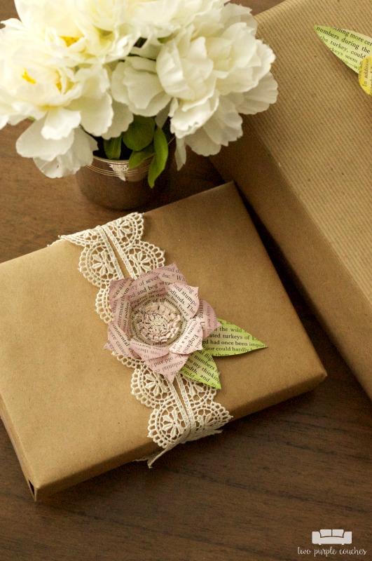 Make your gifts extra special with these DIY book page flower gift toppers - perfect for bridal shower gifts, Mother's Day gifts, and birthday gifts!