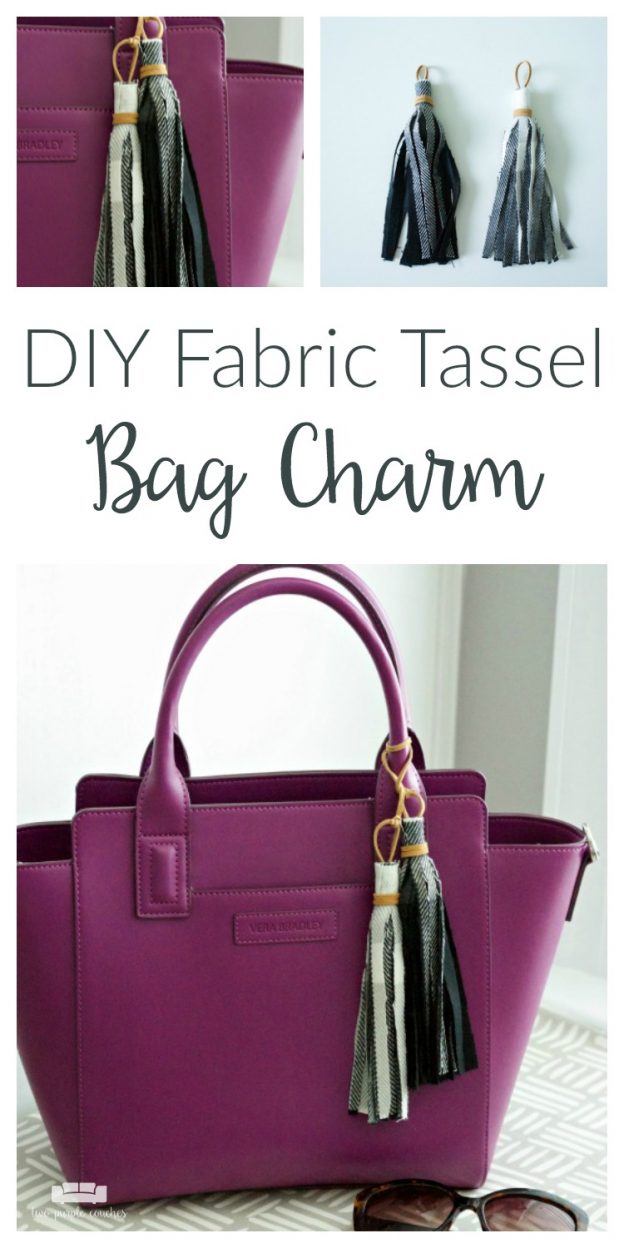 This Fabric Tassel Bag Charm is a simple DIY that adds extra style to your favorite handbag. Learn how to make these easy tassels from fabric scraps.