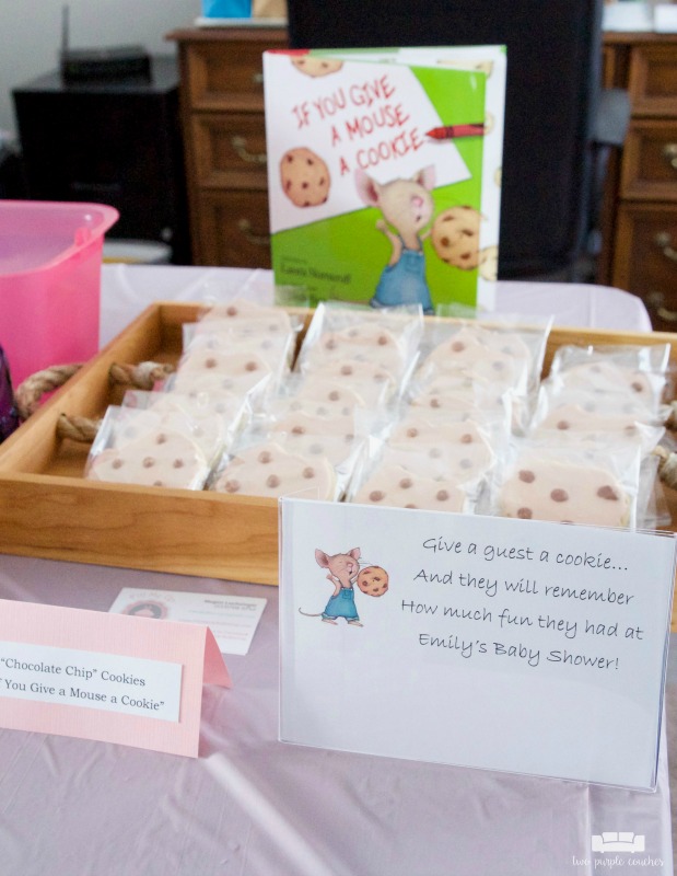 Cutest shower favors ever! Cookies inspired by If You Give a Mouse a Cookie - Book Themed Baby Shower