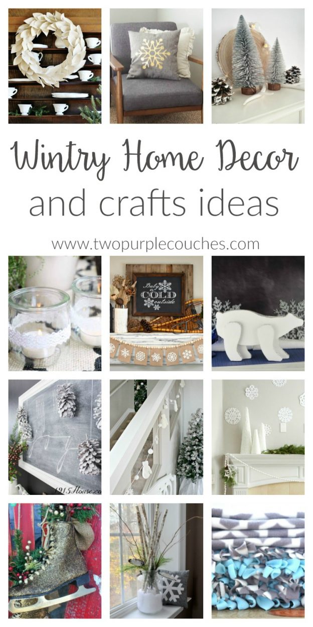 Wintry Home Decor for after Christmas. Transition from holiday to winter with these simple DIY decorating and crafts ideas feature snow and pinecones.