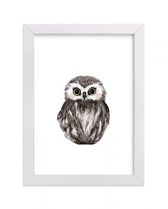 Baby Owl Watercolor Nursery Art