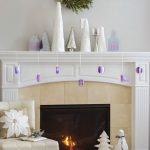 Modern Christmas Mantel and more holiday decorating ideas for the fireplace. DIY this simple, elegant mantel with white, silver and “sugared plum” decor.