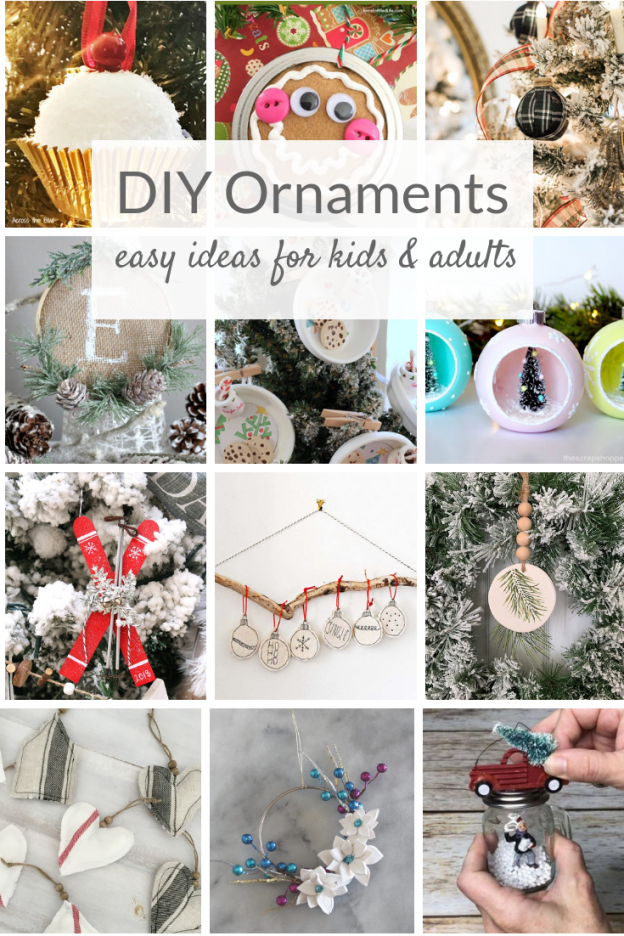 DIY Ornaments are easy to make and personalize for kids and adults. From rustic to elegant, lots of ideas to paint and craft your own holiday ornaments!