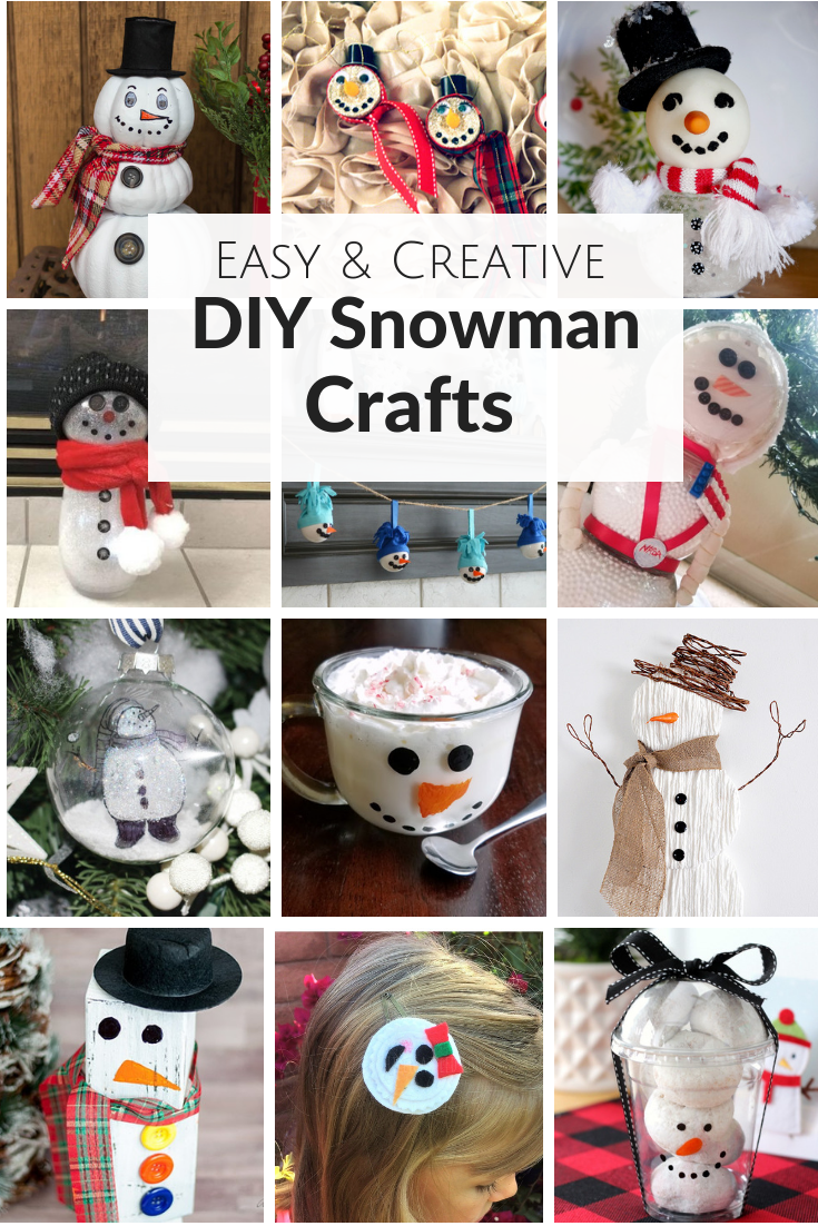 collage of snowman crafts