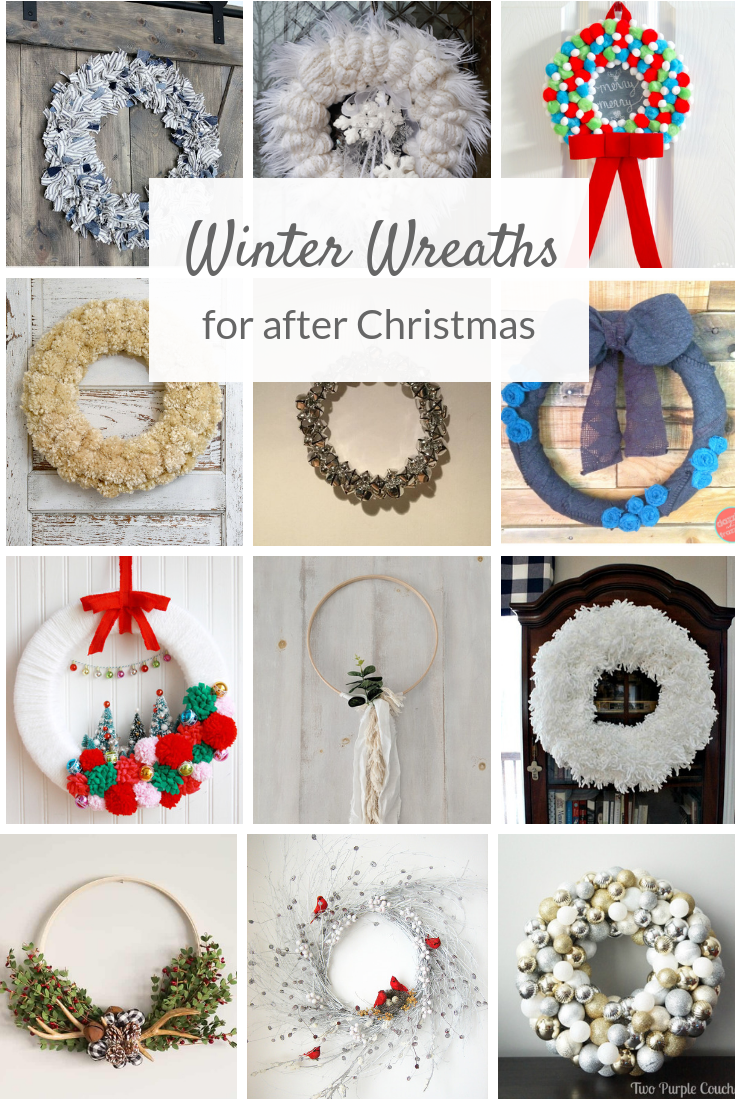 Collage of winter wreath ideas