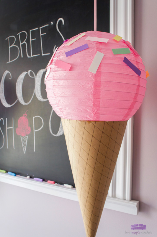 finished paper lantern ice cream cone