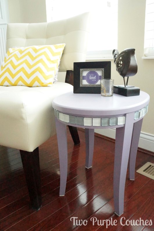 After - Side Table Makeover - Two Purple Couches