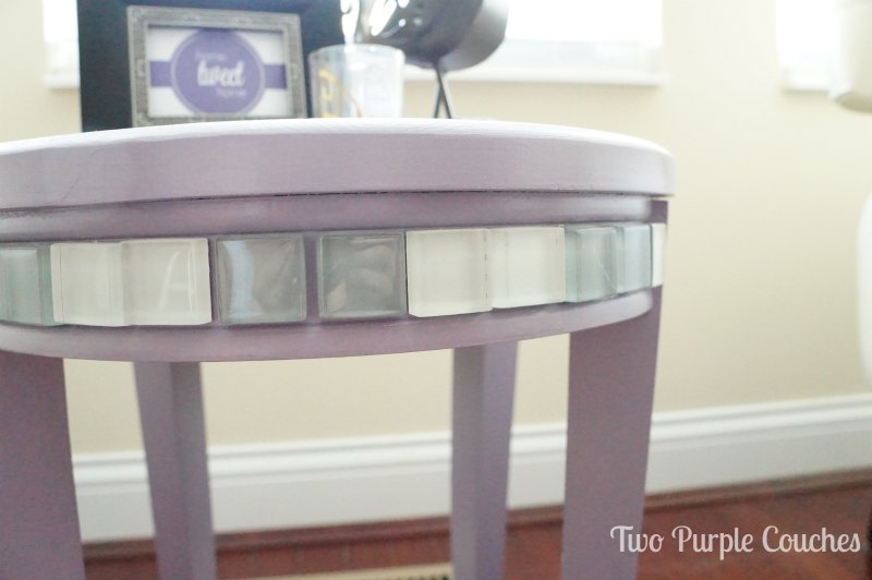 Mosaic Tile After - Table Makeover - Two Purple Couches
