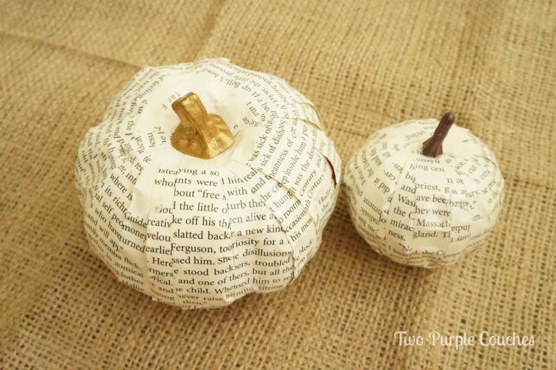 Book Page Pumpkins - Two Purple Couches