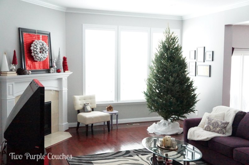 Family Room - Christmas Home tour - Two Purple Couches