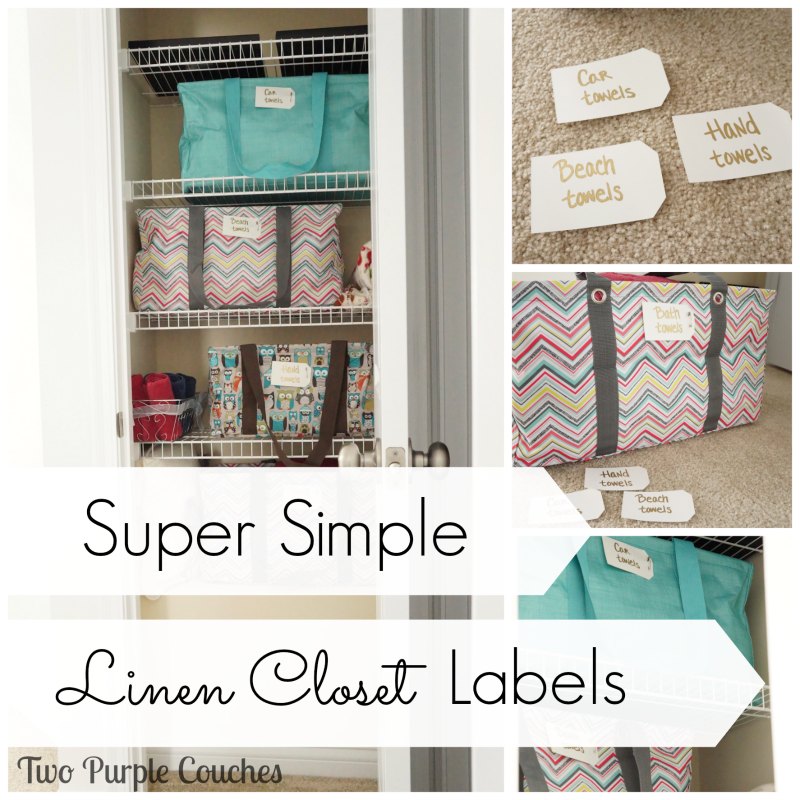 Super Simple Linen Closet Labels - Two Purple Couches