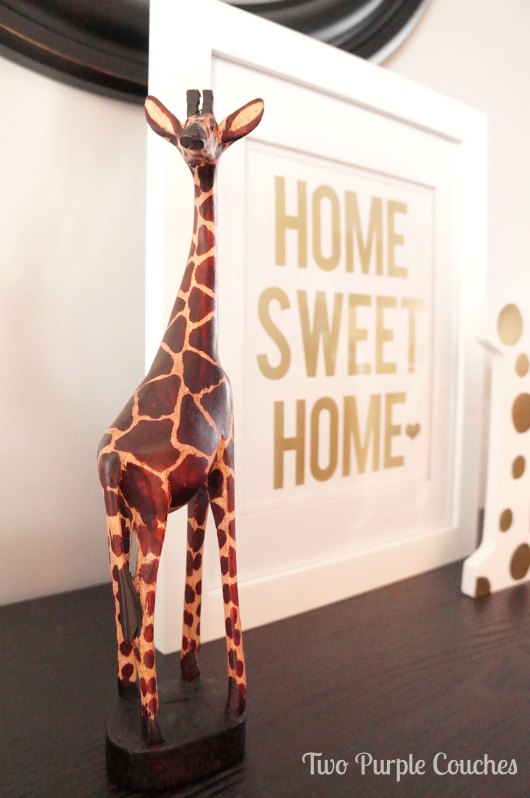 Giraffe carved wood accent