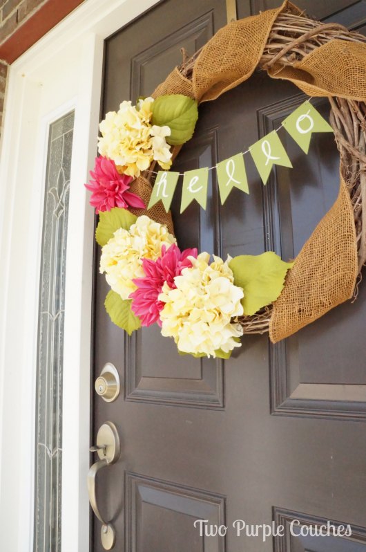 Front Door Wreath DIY Banner by Two Purple Couches