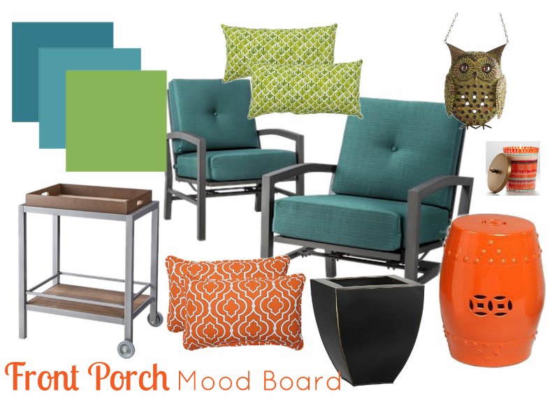 Front Porch Mood Board by Two Purple Couches #frontporch #frontporchdecoration #outdoorliving #outdoorstyle #patio #porch #summer