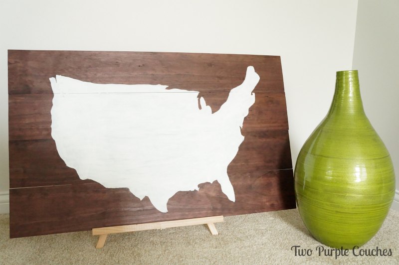 Wood Plank Map art by Two Purple Couches #diy #art #america #woodart #rustic
