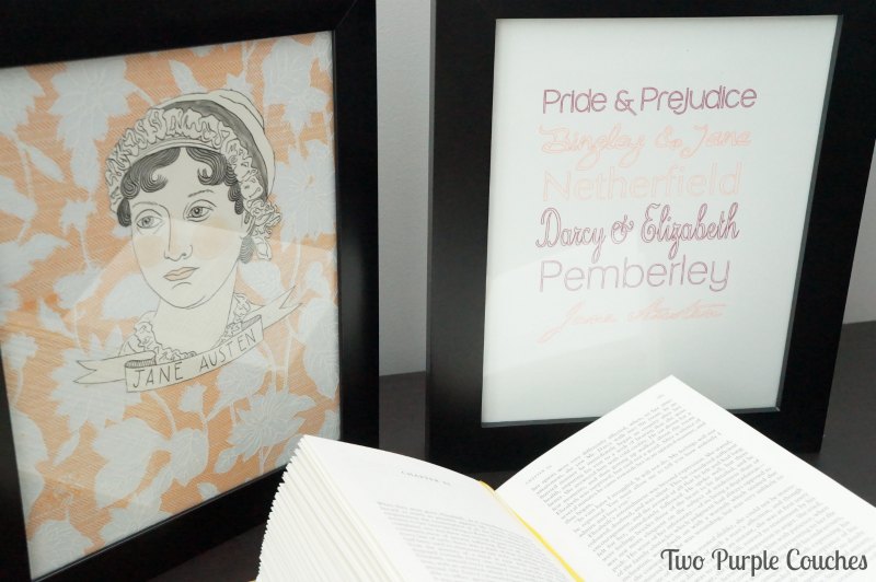 Jane Austen Pride and Prejudice Subway Art by Two Purple Couches #silhouettecameo #silhouettechallenge #austen #subwayart #prideandprejudice #teamdarcy