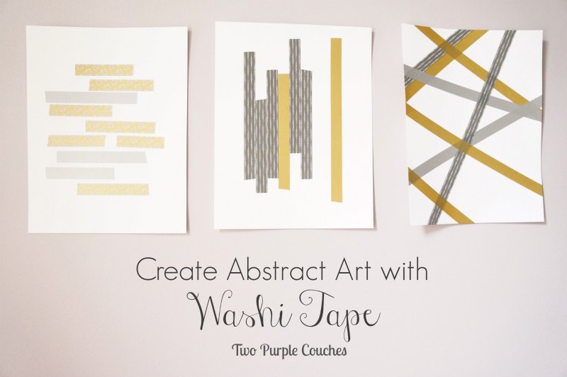 Create your own abstract art using rolls of washi tape by Two Purple Couches #washitape #washitapeproject #diyart