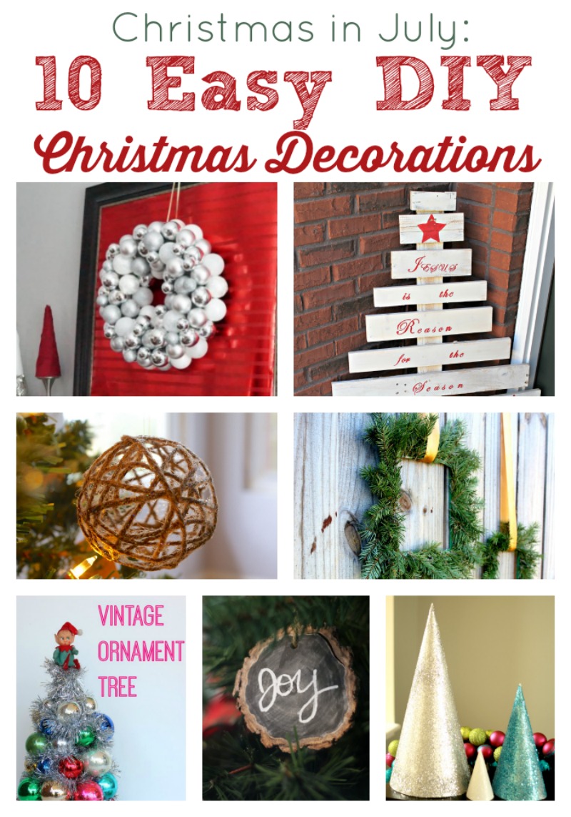 A Christmas in July Round-up of Easy DIY Christmas Decorations so you can plan ahead for this holiday season by Two Purple Couches #christmasinjuly #holidaydecor #diy