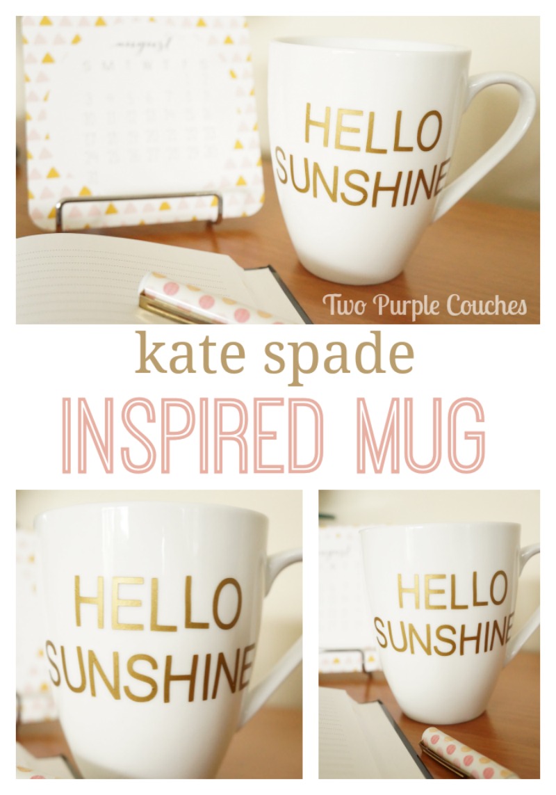 Create a Kate Spade inspired mug with Silhouette vinyl by Two Purple Couches #silhouette #vinyl #diy #knockoffproject #katespade #diyproject