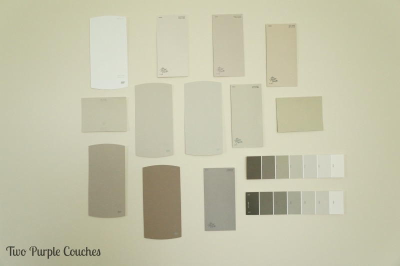Grab as many paint swatches as you can! The larger the range you have, the more options you can consider. Which is a good thing in the early phases of paint-choosing. #painting #diy www.twopurplecouches.com