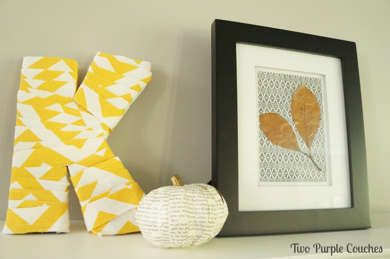 Simple and free DIY art for Fall - press leaves and frame. via www.twopurplecouches.com #Fall #art #homedecor #diyart #FallDecor